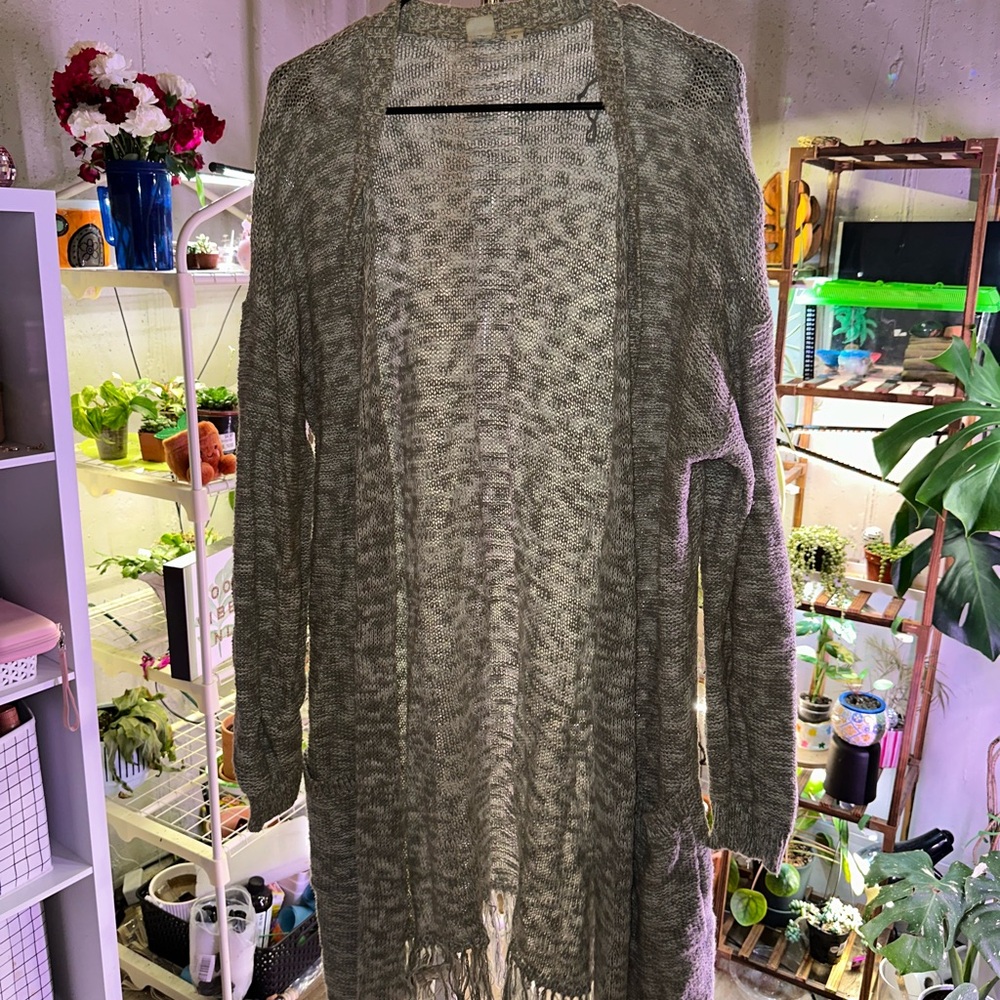 Gray Open-Front Women's Sweater